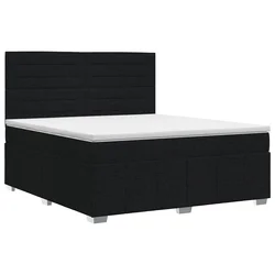 vidaXL Postelja boxspring z vzmetnico Črna 140 x 190 cm Blago