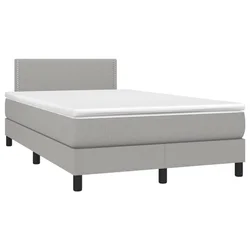 Vidaxl Boxspring postelja z vzmetnico svetlo siva 120x190 cm blago