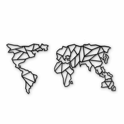 Opviq Zidna dekoracija World Map, 85x170 cm 2 mm, Crna