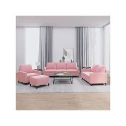 4-dijelni set sofa s jastucima ružičasti baršunasti