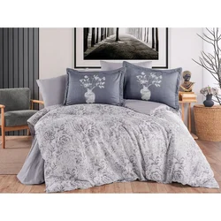Bolera - Grey Grey Satin Double Quilt Cover Set