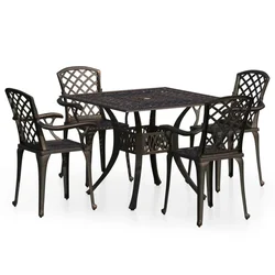 5-dijelni bistro set od lijevanog aluminija brončani