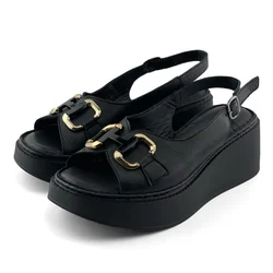 Mona Shoes Ženske sandale, Soft uložak, Kožne, Crne