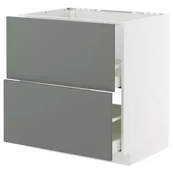 METOD / MAXIMERA Pod.element sudop. i 2front/2fioke, bela/Nickebo mat sivozelena, 80x60 cm