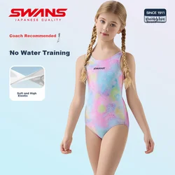 Swans Jednodelni kupaći kostim za devojčice, Roze-plavi