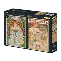Grafika - Puzzle 2x500 Mucha: Mucha: Reverie, Lefevre-Utile Biscuits - 500 kosov