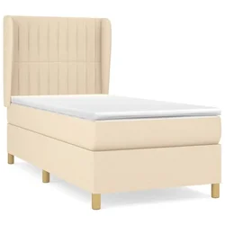 Vidaxl Box spring postelja z vzmetnico krem 90x190 cm blago