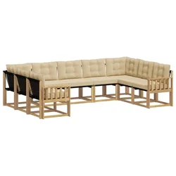 Set vanjskih sofa s jastukom 9 pcs Bijela i bež