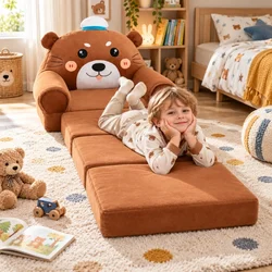 Dečija rasklopiva plišana foteljica 2u1 Sweet Bear braon - 4 sloja ( KLK2694-SBB )