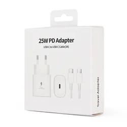 Kućni punjač PD Fast charger 25W za Samsung sa PD Type C kablom CE beli