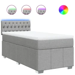 Vidaxl Box spring postelja z vzmetnico svetlo siva 80x200 cm blago