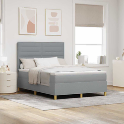 LED Box Spring Krevet Svijetlo siva 160 x 200 cm tkanina