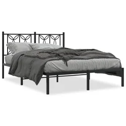 shumee vidaXL Kovinski posteljni okvir z vzglavjem črne barve 140x190 cm