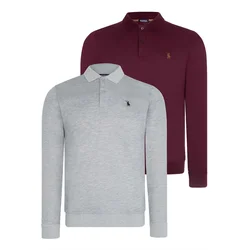 DOUBLE SET V4007 DEWBERRY MENS SWEATSHIRT-GREY-PURPLE