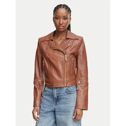 Elisabetta Franchi Usnjena jakna GD-01Z-66E2-V1490 Rjava Regular Fit