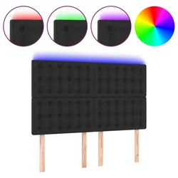 LED uzglavlje crno 144x5x118/128 cm od umjetna koža