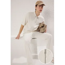 Trendyol Muška majica TMNSS25PO00006, Krem