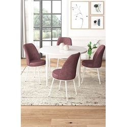 Hanah Home Set Trpezarijski sto i 4 stolice, Prljavo roze