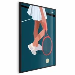 shumee Plakat - Teniški igralec z rdečim loparjem na igrišču - ilustracija