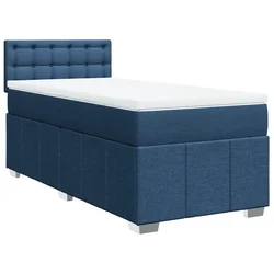 Vidaxl Box spring postelja z vzmetnico modra 90x200 cm blago