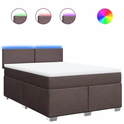 Vidaxl Box spring postelja z vzmetnico temno rjava 160x200 cm blago