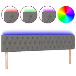 Vidaxl LED posteljno vzglavje temno sivo 200x7x78/88 cm blago