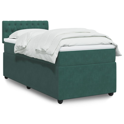 vidaXL Box spring postelja z vzmetnico temno zelena 100x200 cm žamet
