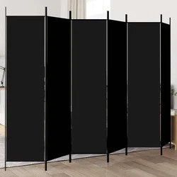 Vidaxl vidaXL 6-delna sobna pregrada, črna, 300 x 200 cm, blago