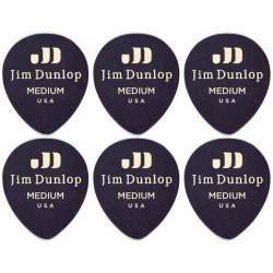 Dunlop 485R-03MD Celluloid Teardrop Black Medium 6 Pack
