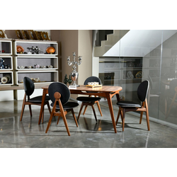 HANAH HOME Trpezarijski sto i stolice Touch Wooden Anthracite