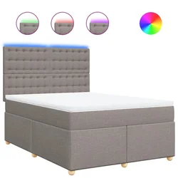 Vidaxl Box spring postelja z vzmetnico taupe 160x200 cm blago