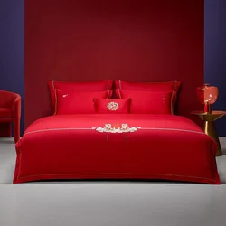 Luolai Komplet posteljina, 4 dela, 220x250cm, Crvena