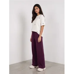 Sinsay - Wide leg pantalone sa mešavinom viskoze - orhideja