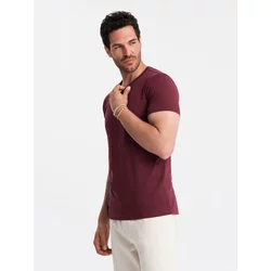 Ombre BASIC mens cotton classic tee shirt with a v-neck - maroon