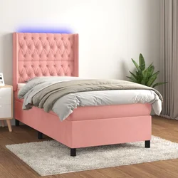 Krevet box spring s madracem LED ružičasti 80x200 cm baršunasti