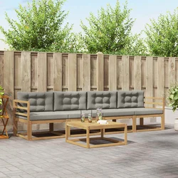 Set vanjskih sofa s jastukom 4 pcs Bijela i svjetlosiva