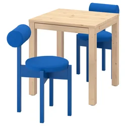 IKEA PS 2026 Sto i 2 stolice, borovina/Knäbäck jarkoplava, 70x70 cm