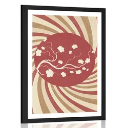 Plakat s paspartujem azijsko grunge ozadje - 30x45 silver