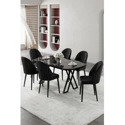 Hanah Home Trpezarijski set, 7 komada, Crni