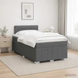 Postelja boxspring z vzmetnico Temno siva 120 x 190 cm Blago