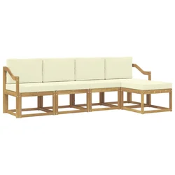 Set vanjskih sofa s jastukom 5 pcs Bijela i krem