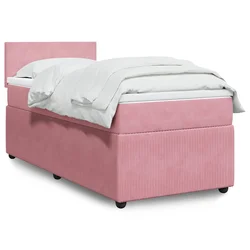 vidaXL Box spring postelja z vzmetnico roza 90x200 cm žamet