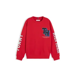 TOMMY HILFIGER Majica modra/marine/ognjeno rdeča/bela