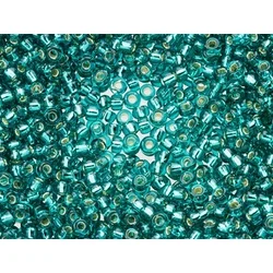 Kašaste perle (seed beads) 2 mm tirkiz srebrna linija