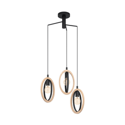EGLO Viseća lampa BASILDON 3xE27 O615 crna/drvo 43463