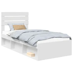 Vidaxl Konstrukcija postelje Bela 100 x 200 cm Masivno borovo les