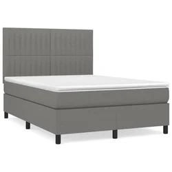Vidaxl Box spring postelja z vzmetnico temno siva 140x200 cm blago