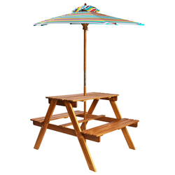 Den Otroška piknik miza s senčnikom 79x90x60 cm trden akacij