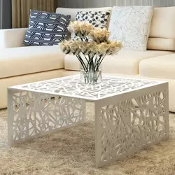 Stolić za Kavu Srebrni Geometrijski Dizajn Aluminij