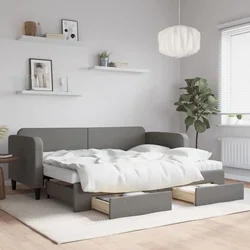 Greatstore Izvlečna dnevna postelja s predali temno siva 80x200 cm blago